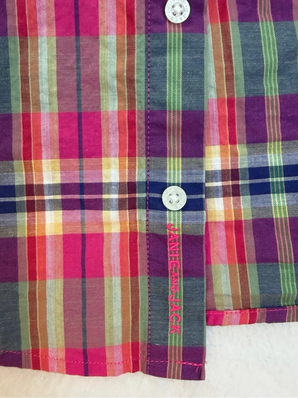 Janie and Jack Pink Plaid Button-Down Shirt for Kids - Size 3